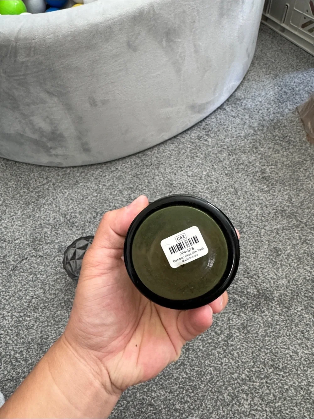 CB2 Olive Green Glass Candle Holders Set